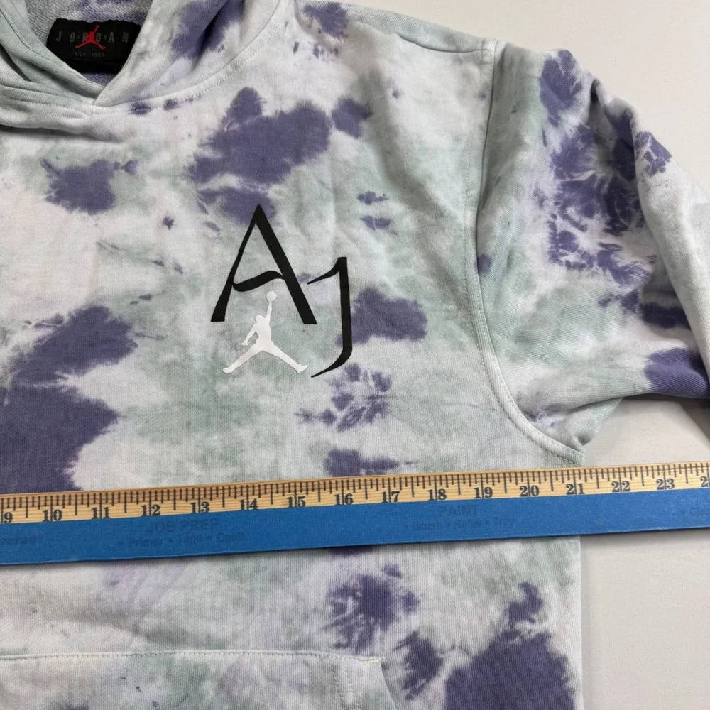 Jordan Hoodie Mens Small Purple Green Tie Dye AJ Air Graphic Pullover Sweatshirt